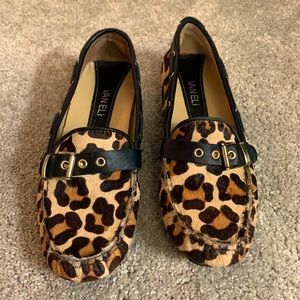 Authentic leather, leopard moccasins, size 7
